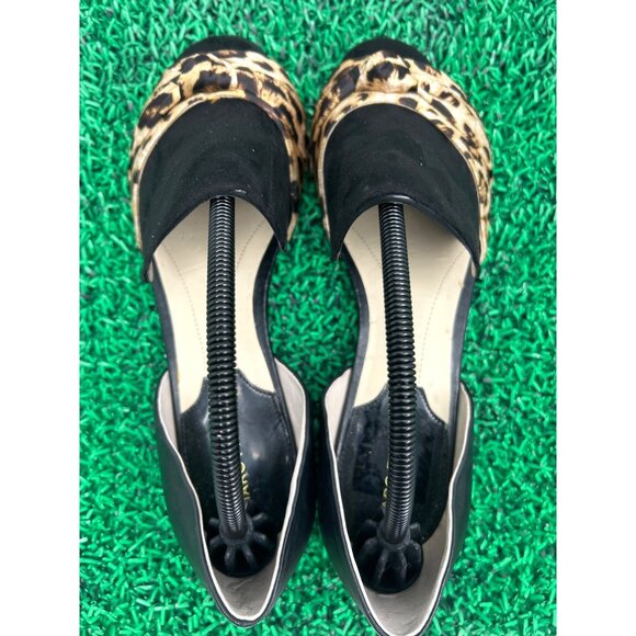 Marc Fisher Sandals Flats women's size10M Leopard Print ‎ Black Peep Toe Dalan 4 - Picture 5 of 8